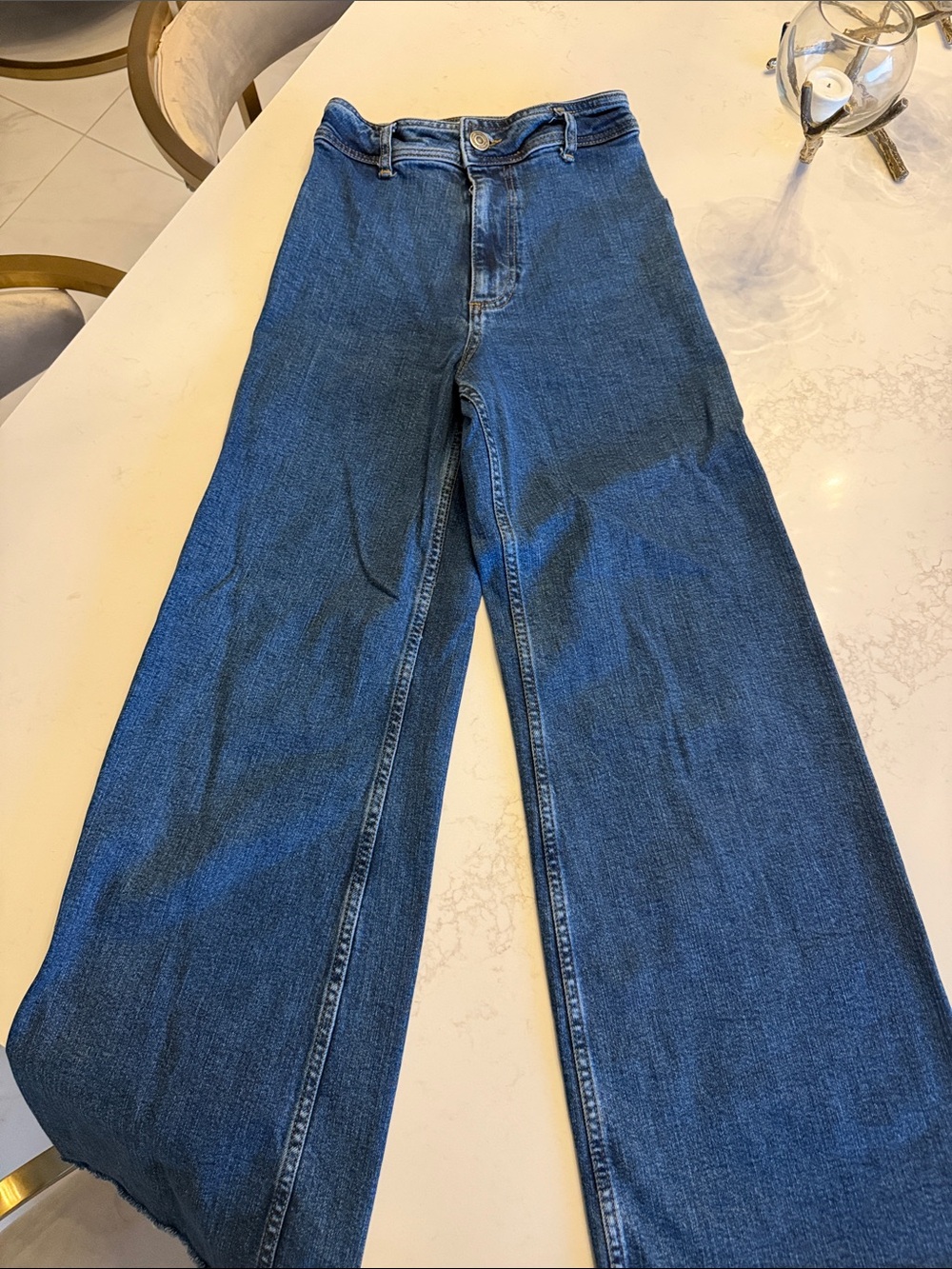 Zara Medium Blue Denim straight high waisted Jeans